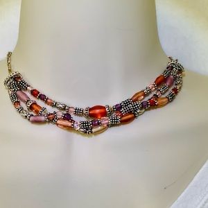 Multi-Colored Beaded Fashion Necklace 16"